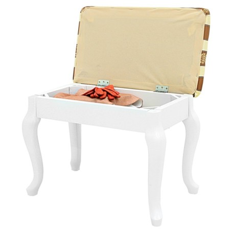Retro banquet with storage white, 550x330x430, fabric strip brown.-2
