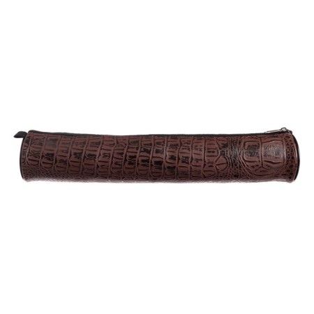 Penal-tubus for brushes, soft, 355 x 65 mm, 7k37, leatherette, reptile print, half-material, brown-2
