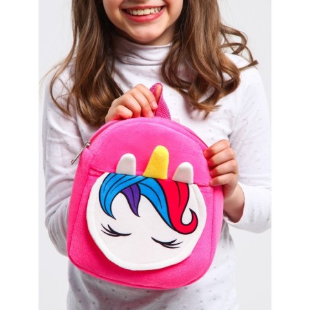 Blue backpack on a zipper, with a pocket, 19x22 cm "Unicorn", Minnie Mouse-6