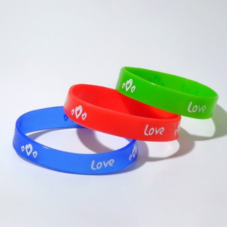 Silicone Bracelet Love, set of 3 pcs., Mix color, 5.7 cm-2