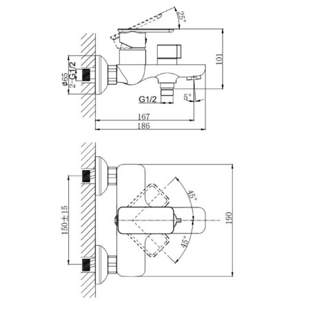 Bruny Bruny Br4335-44 bath mixer, single-legged, short spout, chrome-1
