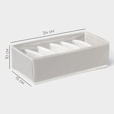 Organizer for linen 6 cells LadOM, 34x15x10 cm, beige color-1