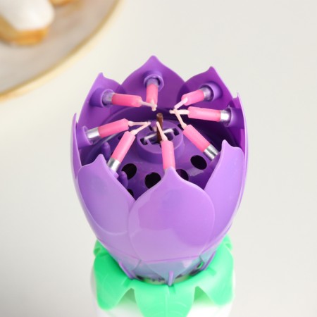 Candle for the cake musical "Tulip", spinning, purple, 14.5 × 6 cm-5