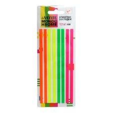 Bookmarks with adhesive edge, 5 x 135 mm, 4 colors of 20 sheets, plastic, Devente monochrome, cardboard blister