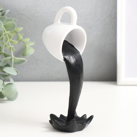 Polystone souvenir "White cup black coffee - spray" 15x5x8 cm-1
