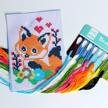 Cross -stitching for children "Lisenok", a set for creativity, 14 x 10 cm-2