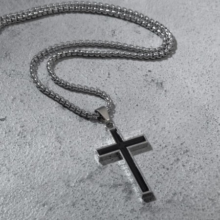 Cross "Cross" straight, black color in silver, 70 cm-2