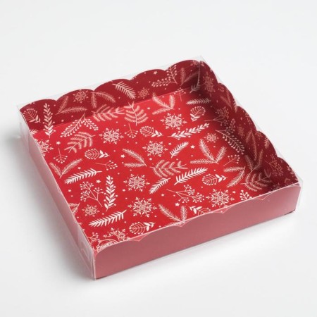 Box for confectionery products with PVC “Joy”, 15 x 15 x 3 cm, New Year-2