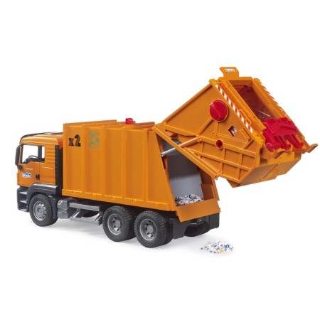 Bruder man garbage truck, with tanks, orange color-8