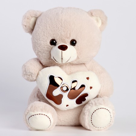 Soft toy "Bear" with a heart, 30 cm, beige color