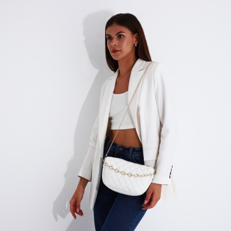 Bag Cross-Bodi with a zipper, white color-4