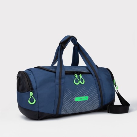 Sports bag with lightning, long belt, blue/black color