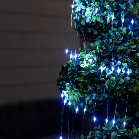 Girlynda "Horse tail" 10 threads of 2 m, silver thread, 200 led, white glow, 2 modes, solar battery-5