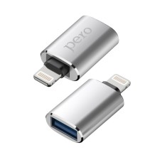 Adapter OTG PERO AD02, Lightning - USB, metal, silver