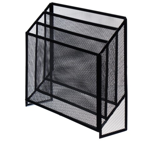 Vertical, desktop tray, 3 compartments, mesh, metal, black-2