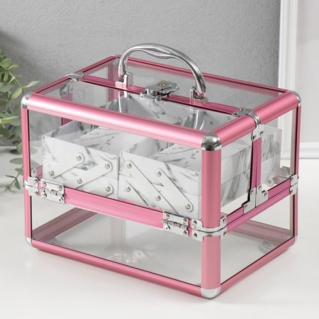 Casket Plastic Metal Carcass "Pink metallic" 18x25x18 cm-3