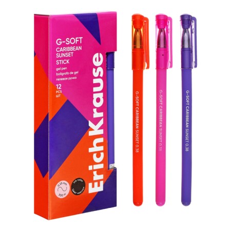 Gel pen Erichkrause G-Soft Stick Caribbean Sunset Node 0.38 mm, black ink, continuous line 500 m