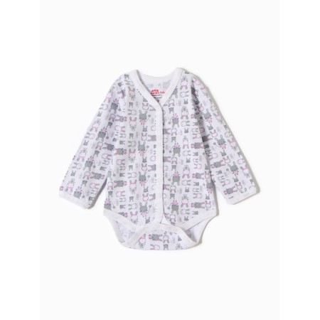 Body baby with a long sleeve "Bunny", white/pink color, height 62