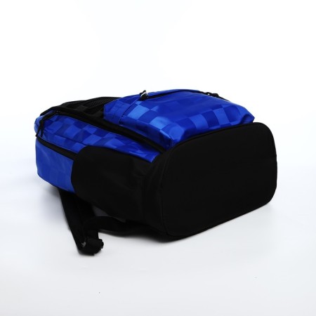 Youth backpack from textiles, 6 pockets, white/blue color-4