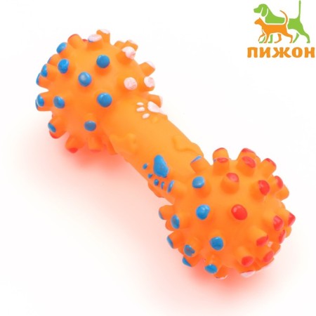 Toy squeezing enlarged "dumbbells with paws" for dogs, 16.5 x 6 cm, orange