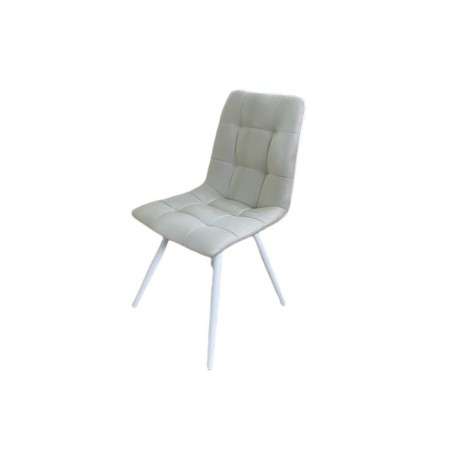 Fred chair, supports Metal white, velor, beige color Veltso 16