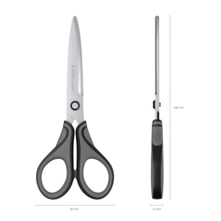 Scissors Erichkrause Megapolis, 18 cm, with an improved 4D swoops, do not rust, pens with rubber inserts, gray-black-4