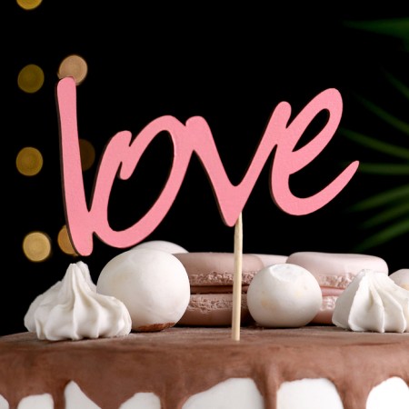 Topper "Love" pink 12.9x6.7 cm-1