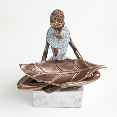 Souvenir Polystone stand "African" silver circles 20x12x30 cm-4