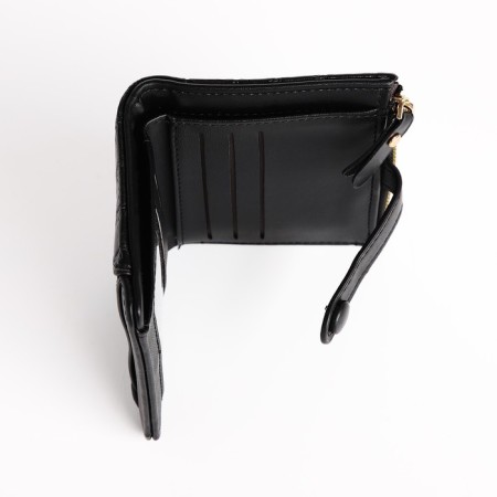 Women's wallet on the button, black color-3