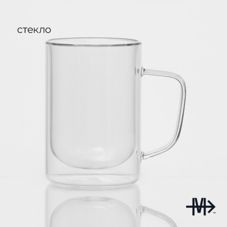 Glass mug with double walls Magistro "Duo", 300 ml, 12 × 9 × 11 cm-1