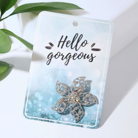 Brooch "Flower" wish, white color in silver-1