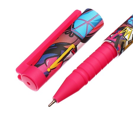 Ballic handle 0.7mm blue oil, vinson Softtach case with a pattern (barcode on a piece)-3