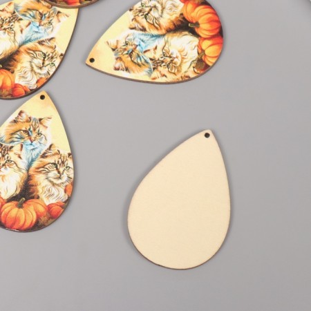 Decor for creativity wood "Three cats with pumpkin" 4.9x3.3x0.3 cm-1
