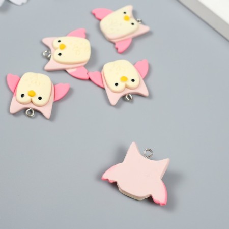 Decor for creativity plastic "Tender owl with a loop" 0.8x3x2.2 cm-1