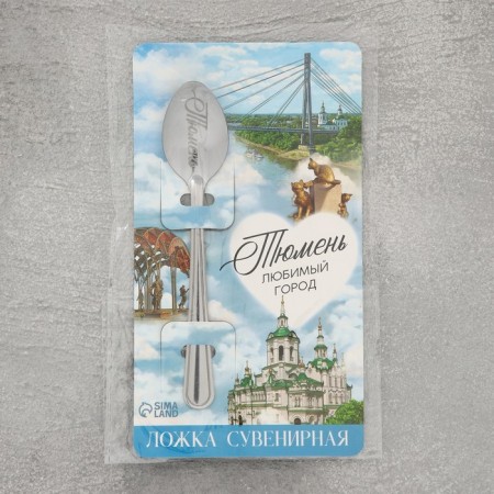 Spoon with engraving on the postcard "Tyumen", 3 x 14 cm-5