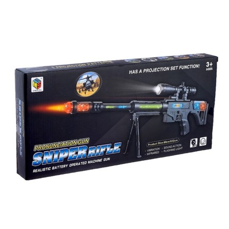 Sniper gun, light and sound effects, vibration, works from batteries-4