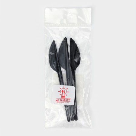 A plastic disposable “Standard” plastic knife, 16.5 cm, black color, set 12 pcs-6