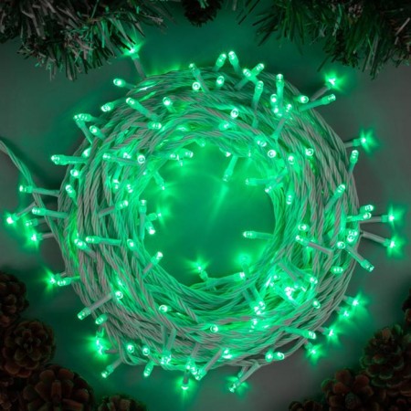 Garland “thread” 20 m, IP20, white thread, 200 LED, Green glow, 8 modes, 220 V