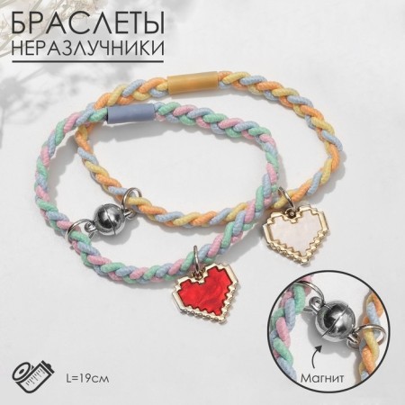 Bracelets "Demetrons" pixel hearts, color, 19 size