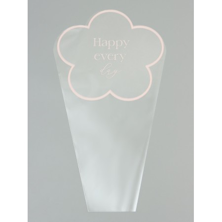 Package Flower cone, "happiness", pink, 24x9x44cm ± 1cm-1