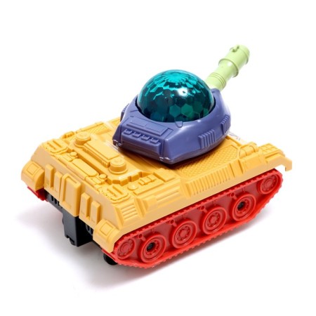 Army tank, light and sound, works from batteries, yellow color-2
