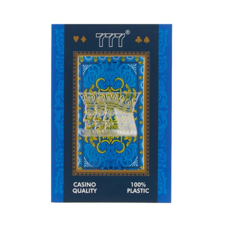 Plastic playing cards "777", 54 pcs, 30 μm, blue with gold-3