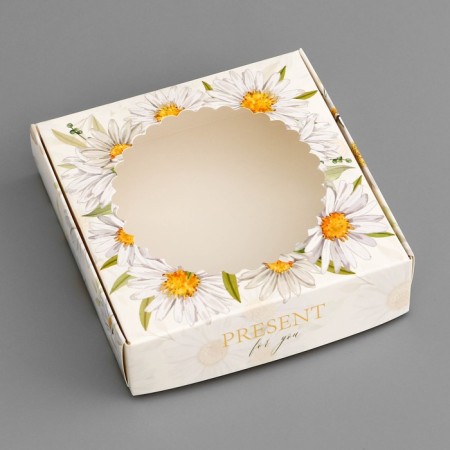 Box a gift team with a window, packaging, "Present", 11.5 x 11.5 x 3 cm-2