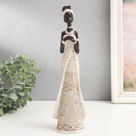 Polystone souvenir "African in a wicker dress" White 27x8x6 cm