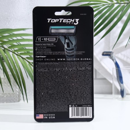 Male razor Toptech Pro 3, 1 razor + 10 interchangeable cassettes-1