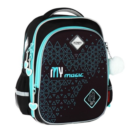 School backpack 37 x 28 x 13cm, ergonomic back, Across 557, black-1