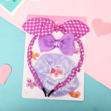 Solokha hair set (rim, clamp, elastic band) Cage, lilac-2