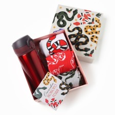 New Year. Symbol of the year. Snake. Gift set of thermos and socks 3 pairs of KAFTAN SNAKE, size 36-39