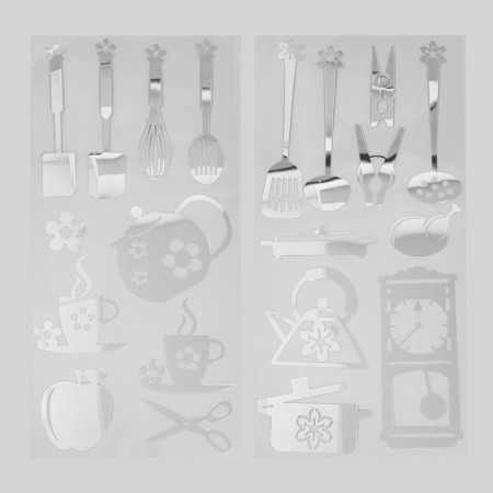 Interior mirror sticker "kitchen accessories" mix 31.5x62 cm