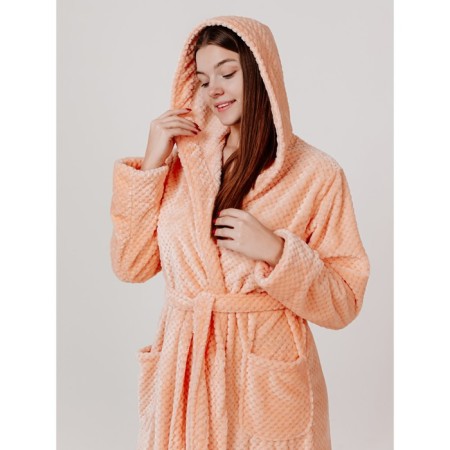 Women's robe with a hood, size 52, color peach-4